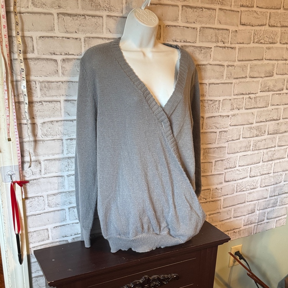 Gray V-Neck Women's Sweater